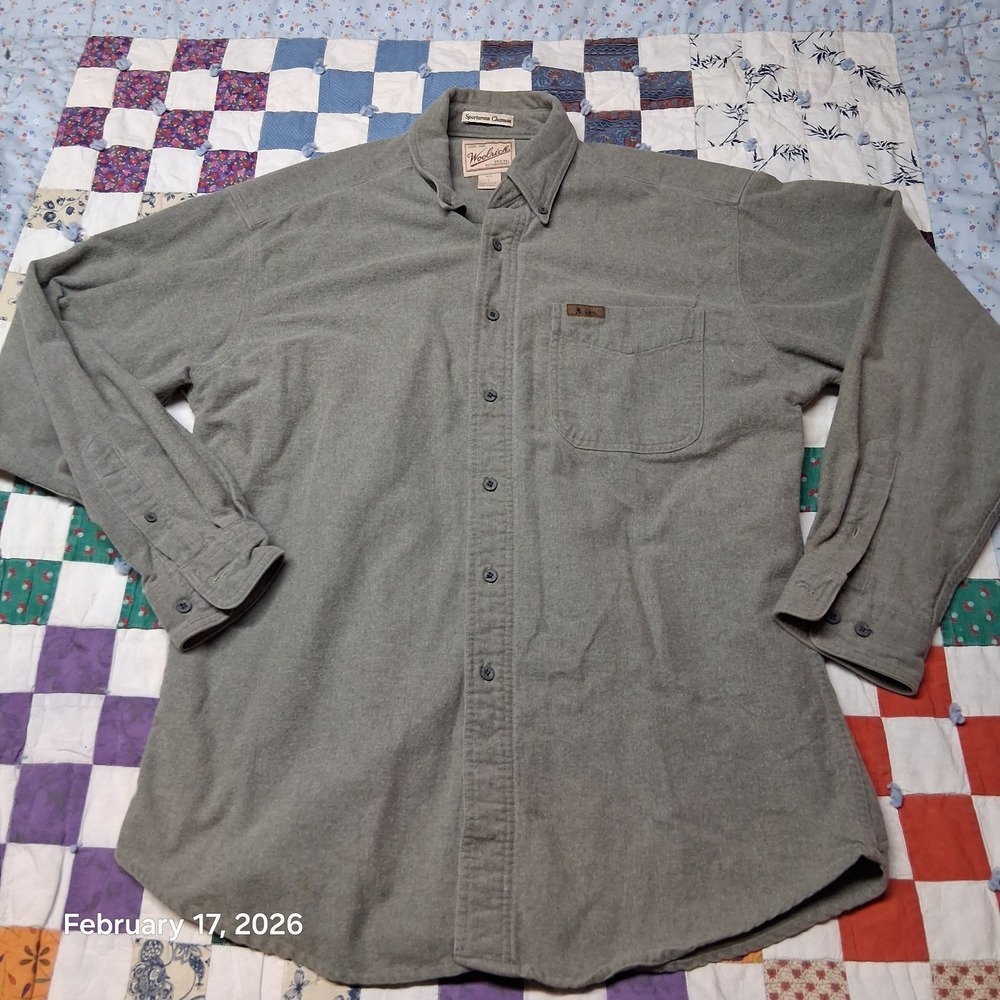 Woolrich Sportsman Chamois Flannel Shirt Size‎ Large Gray Long Sleeve